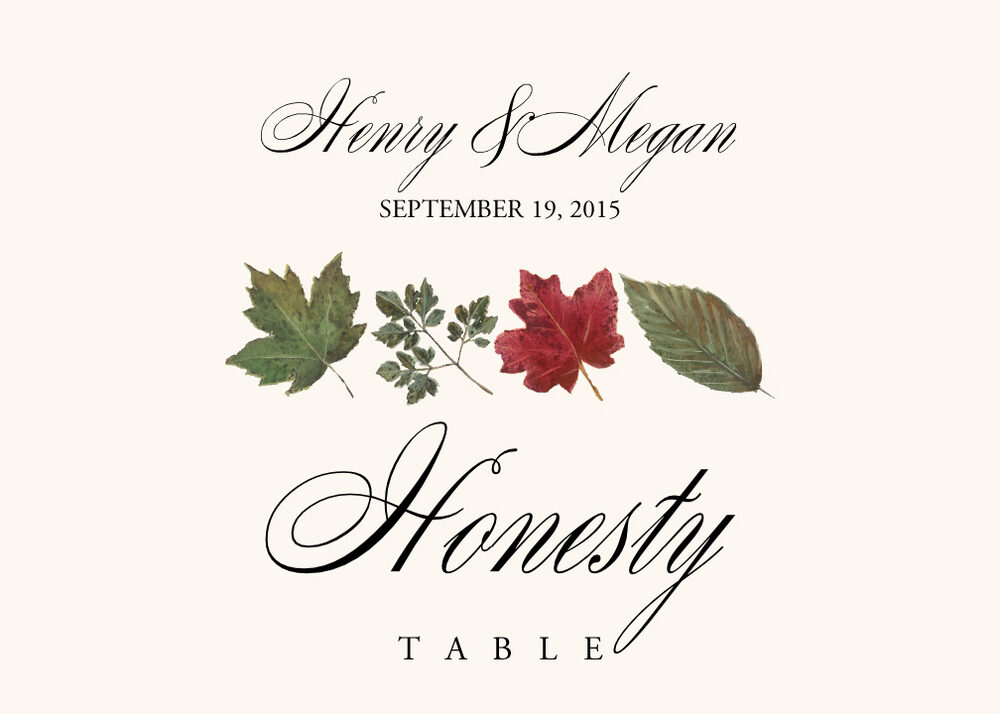 Leaf Pattern Assortment  Table Names