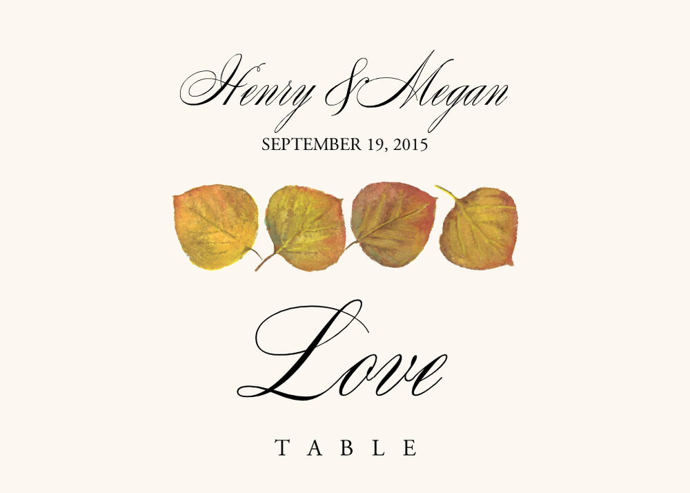 Leaf Pattern Assortment  Table Names