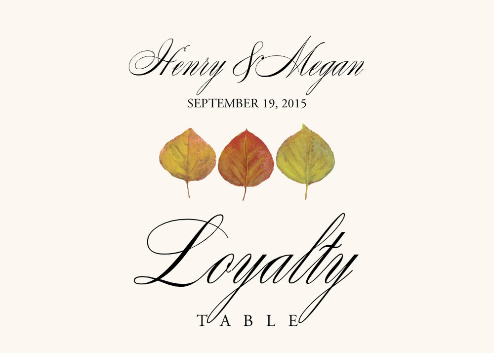 Leaf Pattern Assortment  Table Names
