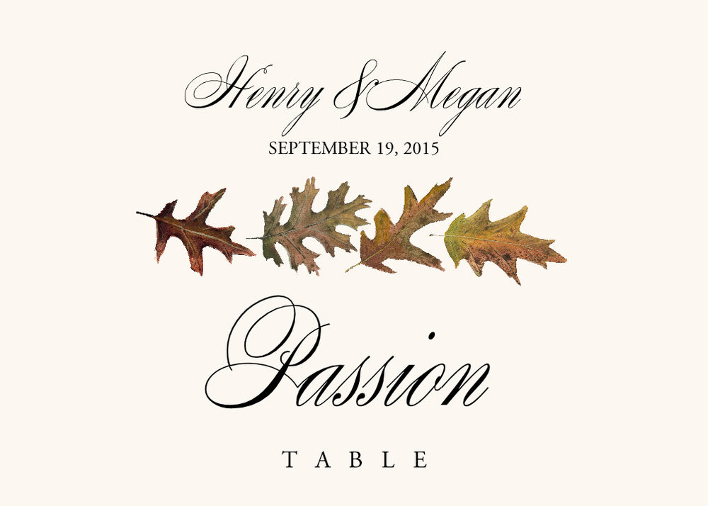 Leaf Pattern Assortment  Table Names