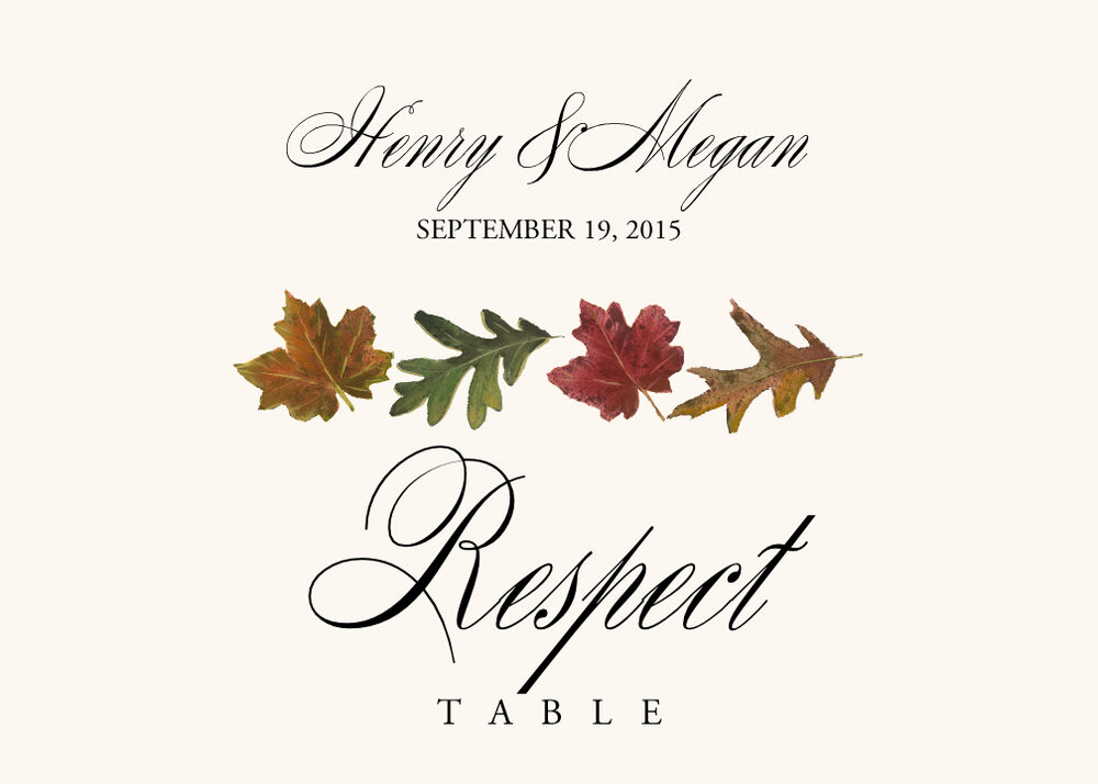 Leaf Pattern Assortment  Table Names