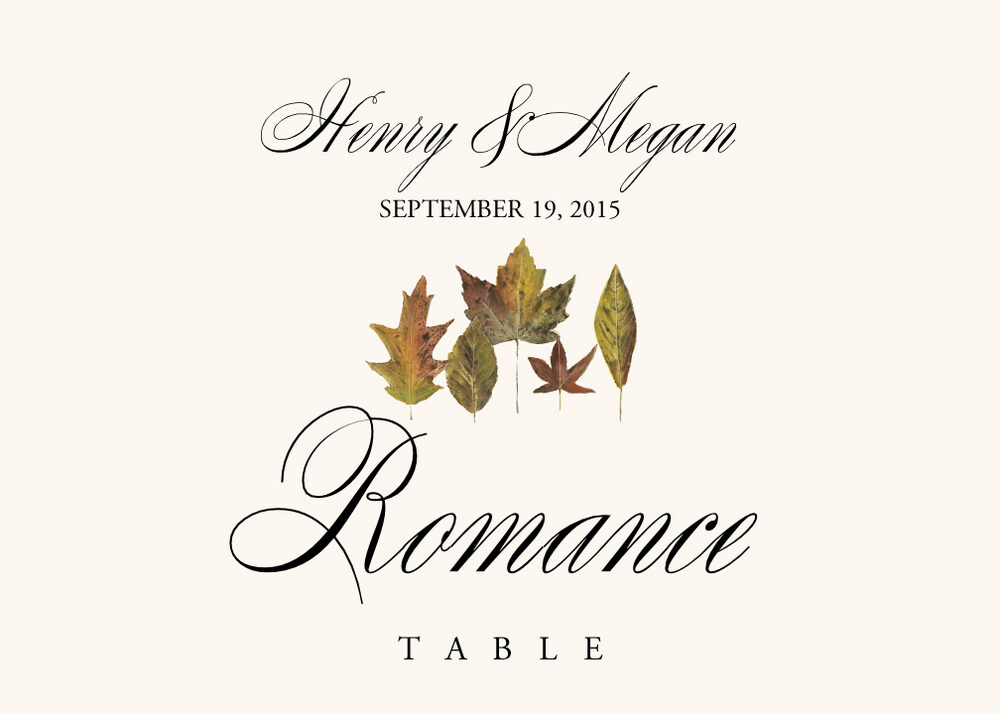 Leaf Pattern Assortment  Table Names