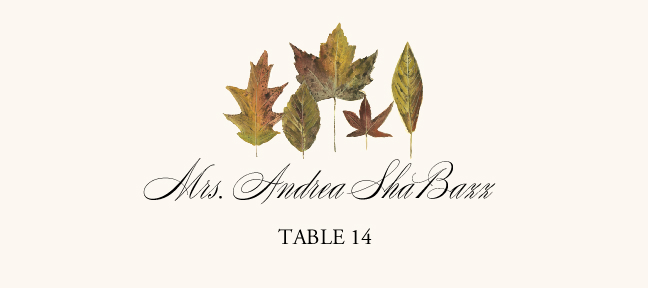 Leaf Pattern Assortment  Place Cards