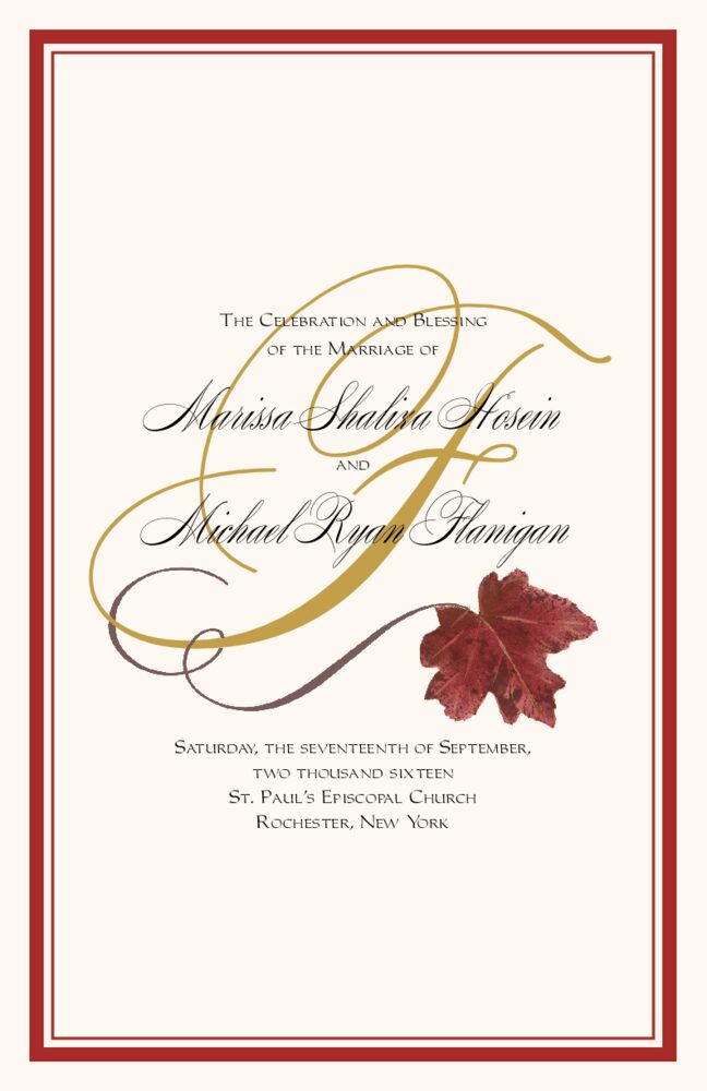 Red Maple Wispy Leaf Flourish  Wedding Programs
