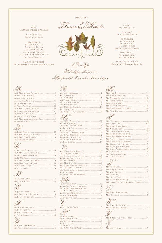 Five Leaves  Seating Charts