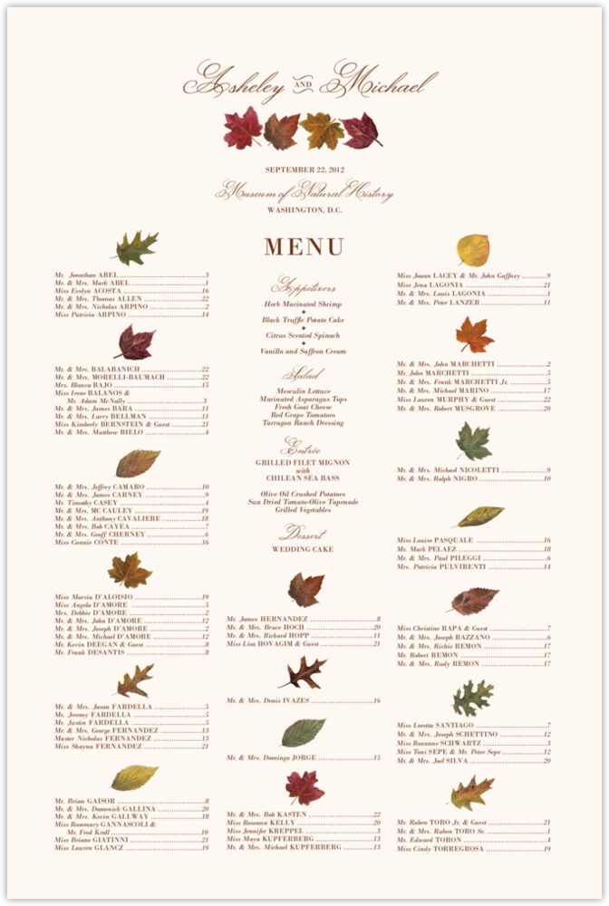 Leaf Collector  Seating Charts