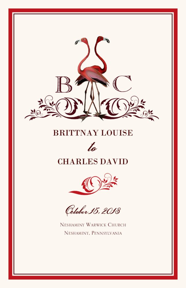Fiery Flamingos  Wedding Programs