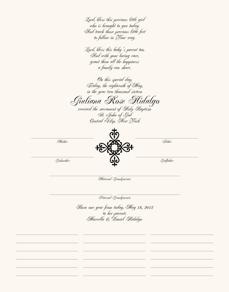 Filigree Cross  Baby Certificates
