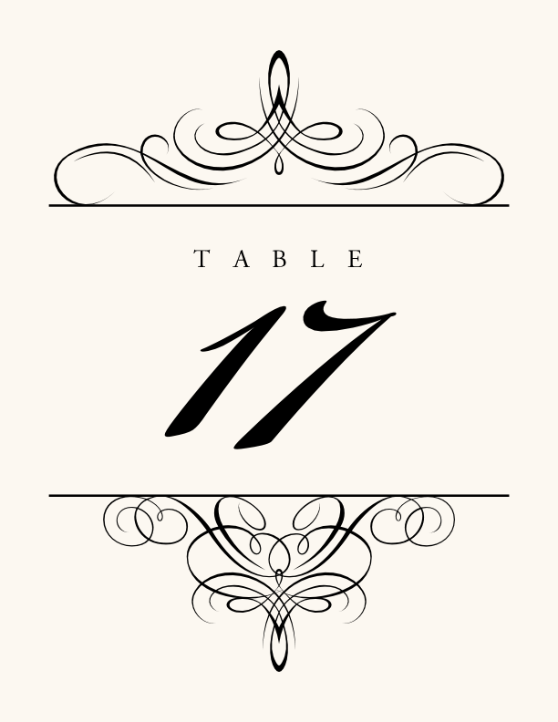 Flourish Monogram 02  Table Numbers