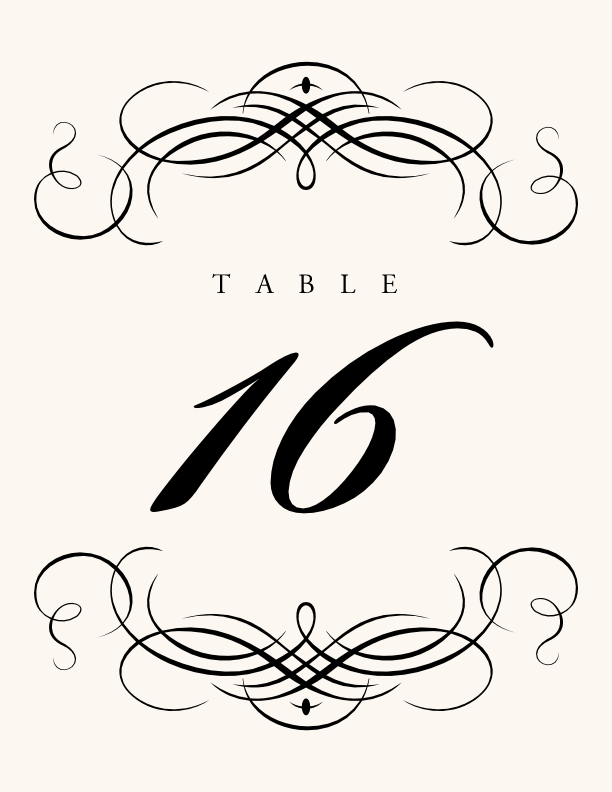Flourish Monogram 03  Table Numbers