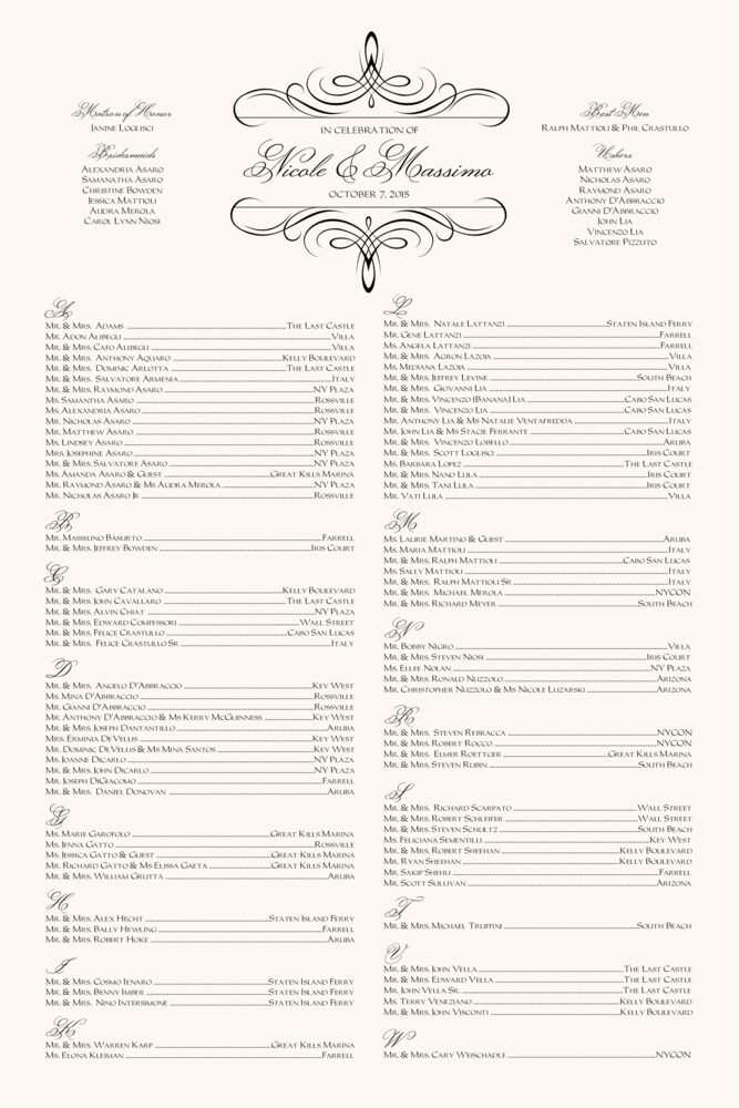 Flourish Monogram 10B  Seating Charts