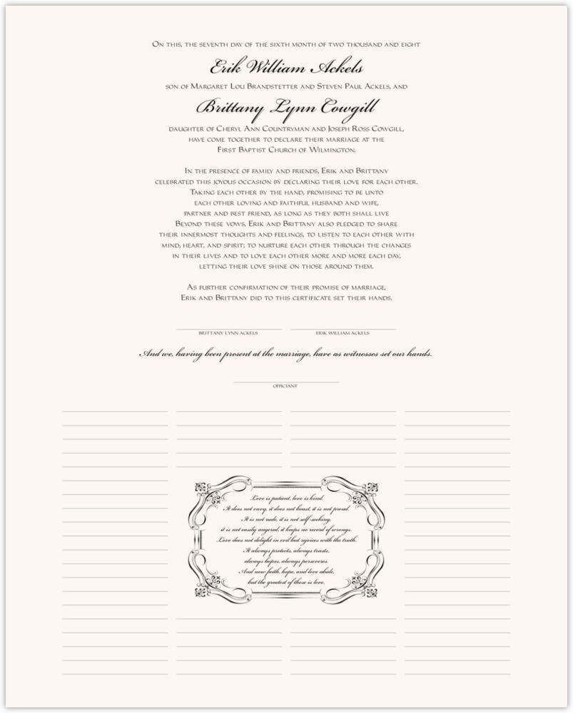 Flourish Monogram 24  Wedding Certificates