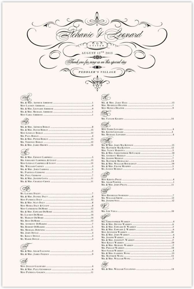 French Typographic Library 11  Seating Charts