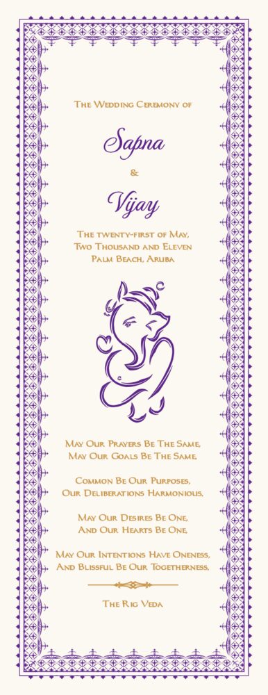 Ganesha Indian Wedding Ceremony  Wedding Programs