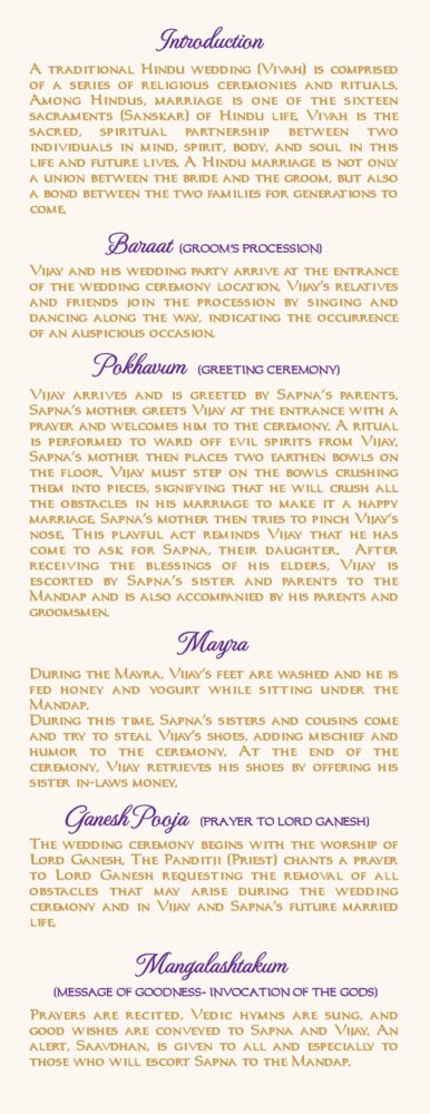 Ganesha Indian Wedding Ceremony  Wedding Programs