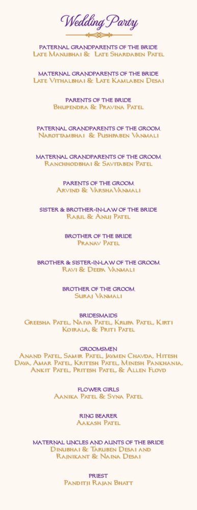 Ganesha Indian Wedding Ceremony  Wedding Programs