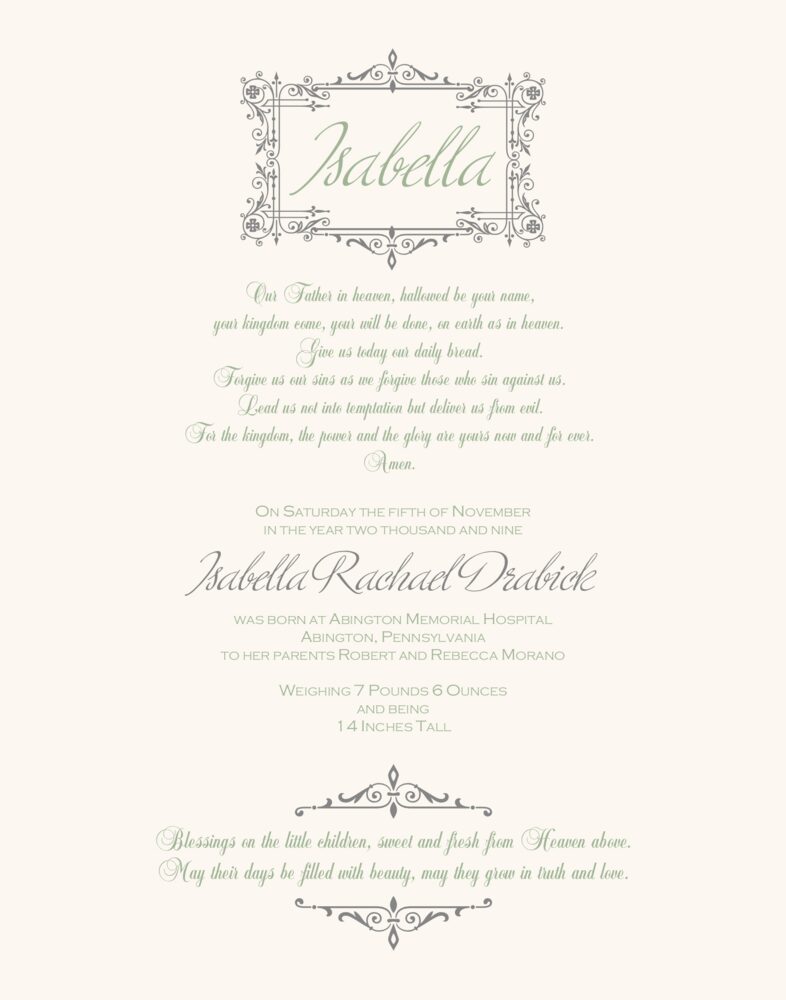 Gothic Paisley Monogram Flourish  Baby Certificates
