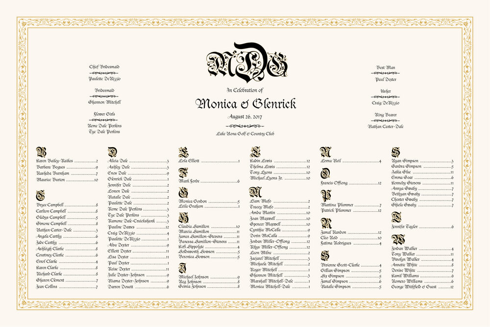 Blackletter Gothic  Seating Charts