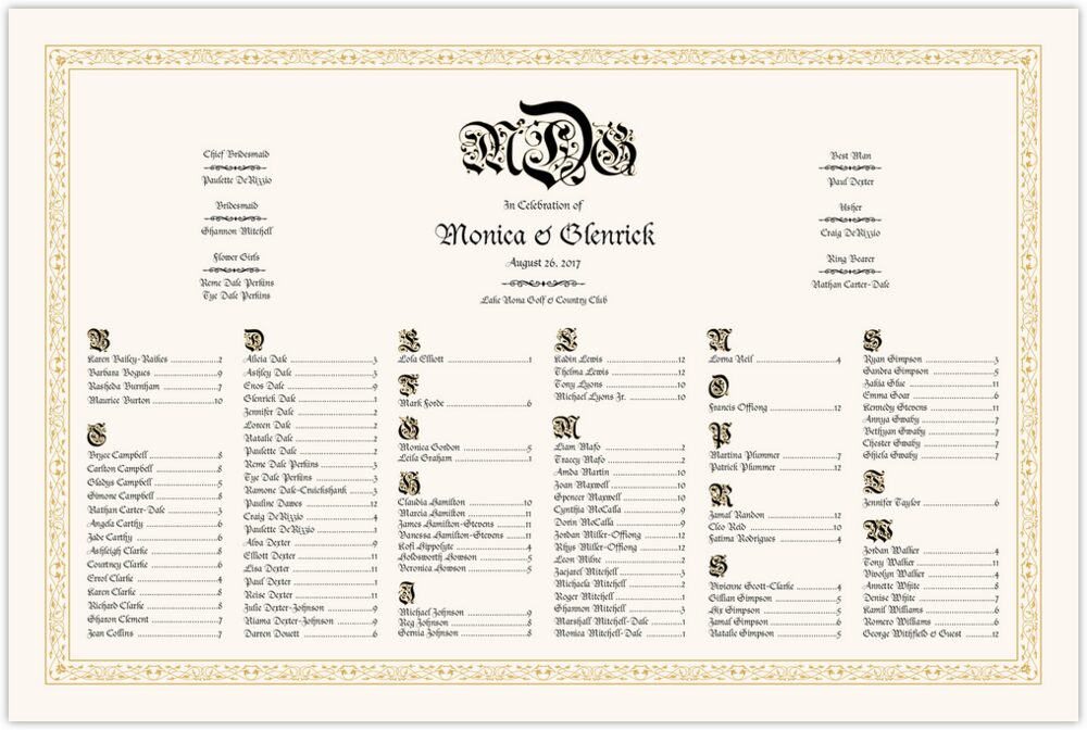 Blackletter Gothic  Seating Charts