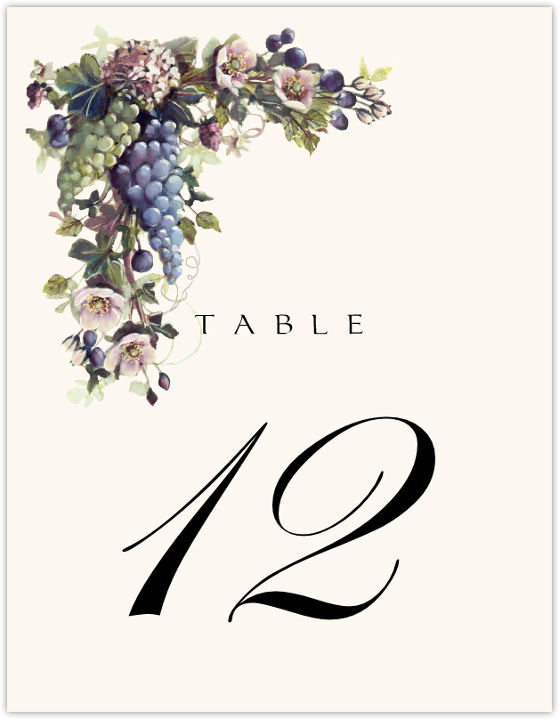 Green and Blue Grapes  Table Numbers