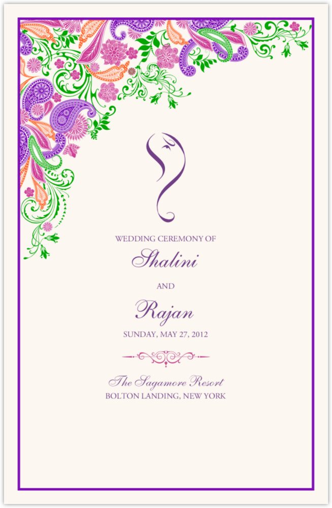 Paisley Garden - Pink & Purple  Wedding Programs