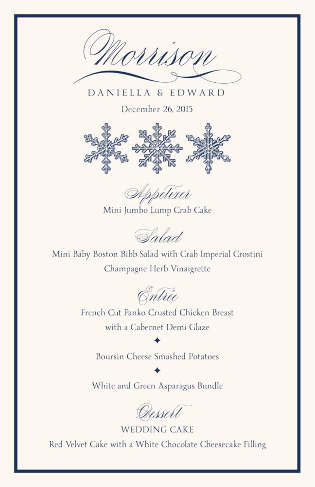 Snowflake Drawing Pattern  Wedding Menus