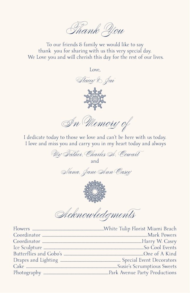 Snowflake Drawings Pattern  Wedding Programs