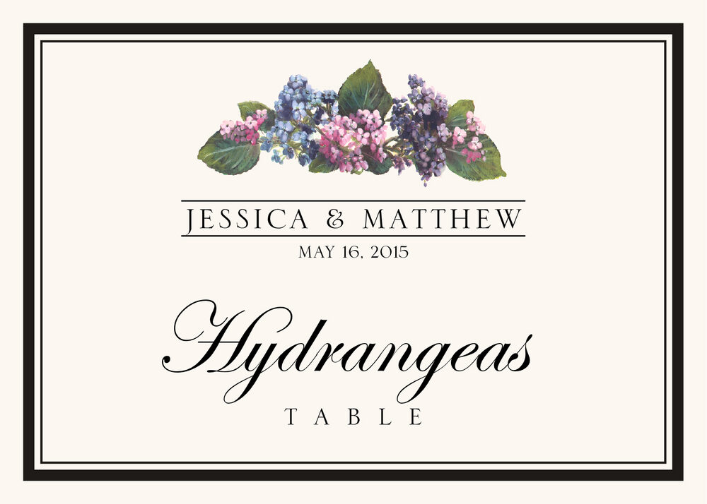 Assorted Flowers and Monogram  Table Names
