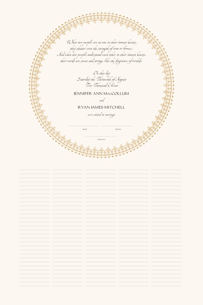 India Inspired Circle  Wedding Certificates