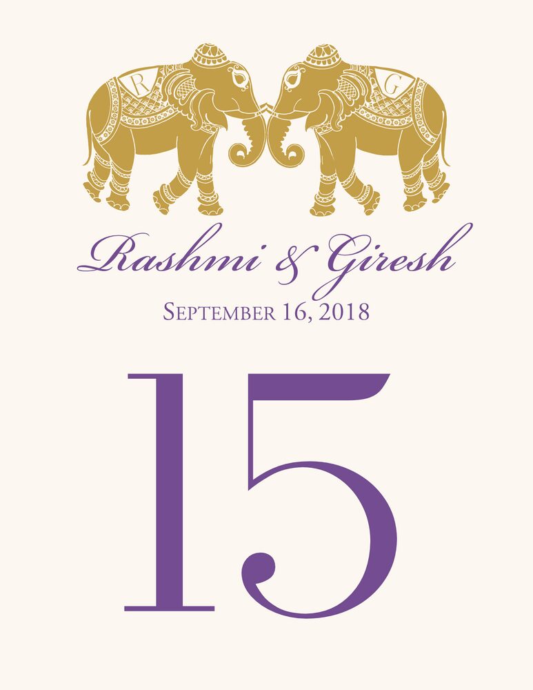 Indian Elephants  Table Numbers