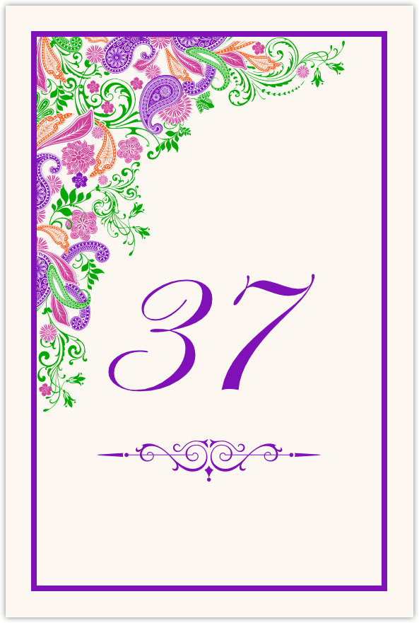 Paisley Garden - Pink & Purple  Table Numbers