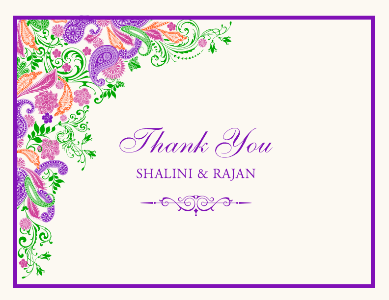 Paisley Garden - Pink & Purple  Thank You Notes