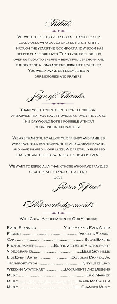 Wispy Iris  Wedding Programs