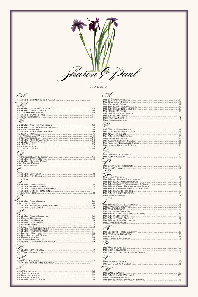 Wispy Iris  Seating Charts