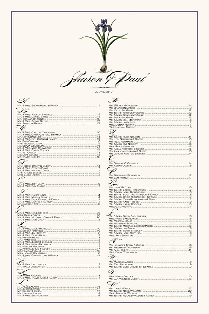 Iris Bulb  Seating Charts