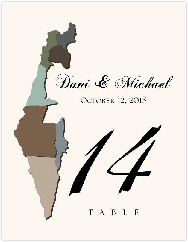 Map of Israel  Table Numbers