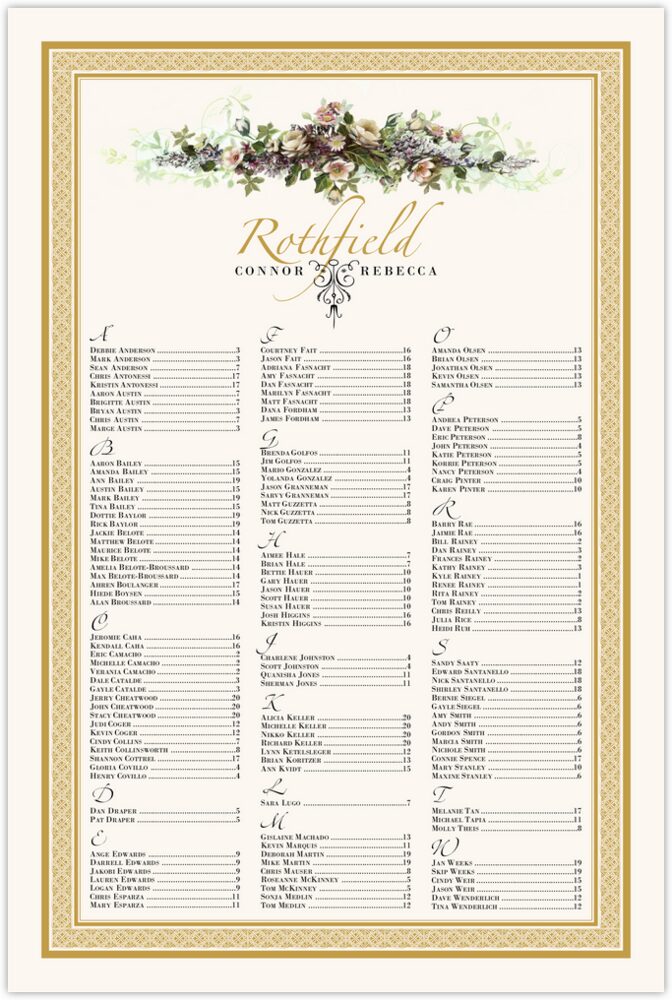 Ivory Roses Swag  Seating Charts
