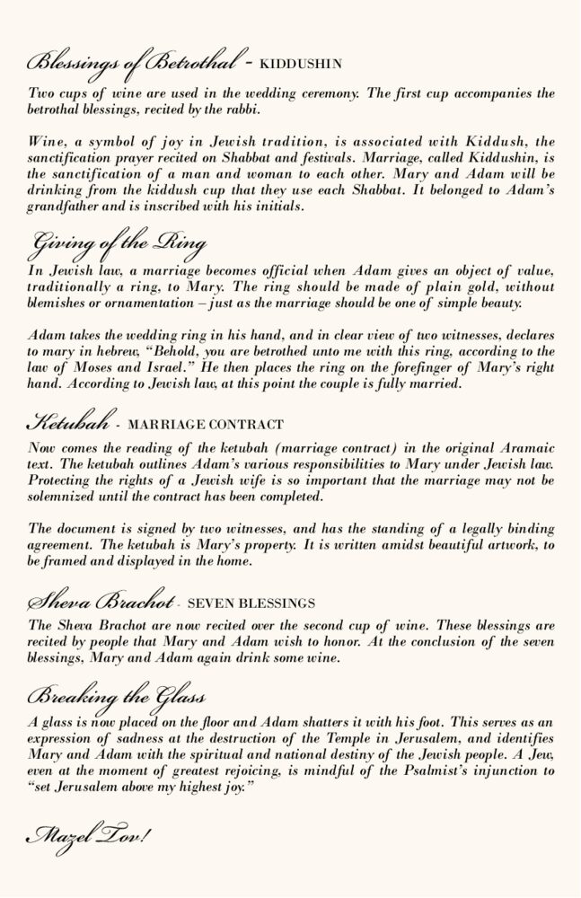 Generation Tree Jewish  Wedding Programs