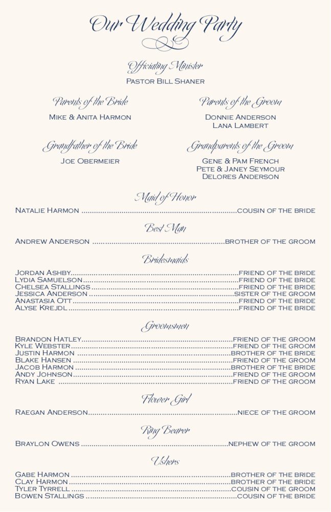 JuJu Flourish  Wedding Programs