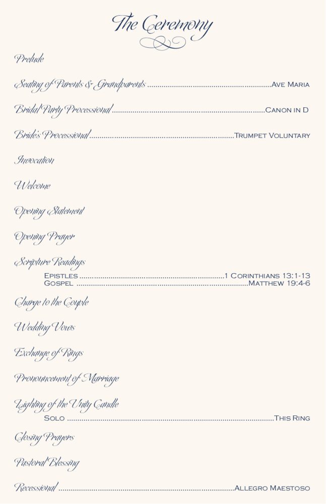 JuJu Flourish  Wedding Programs