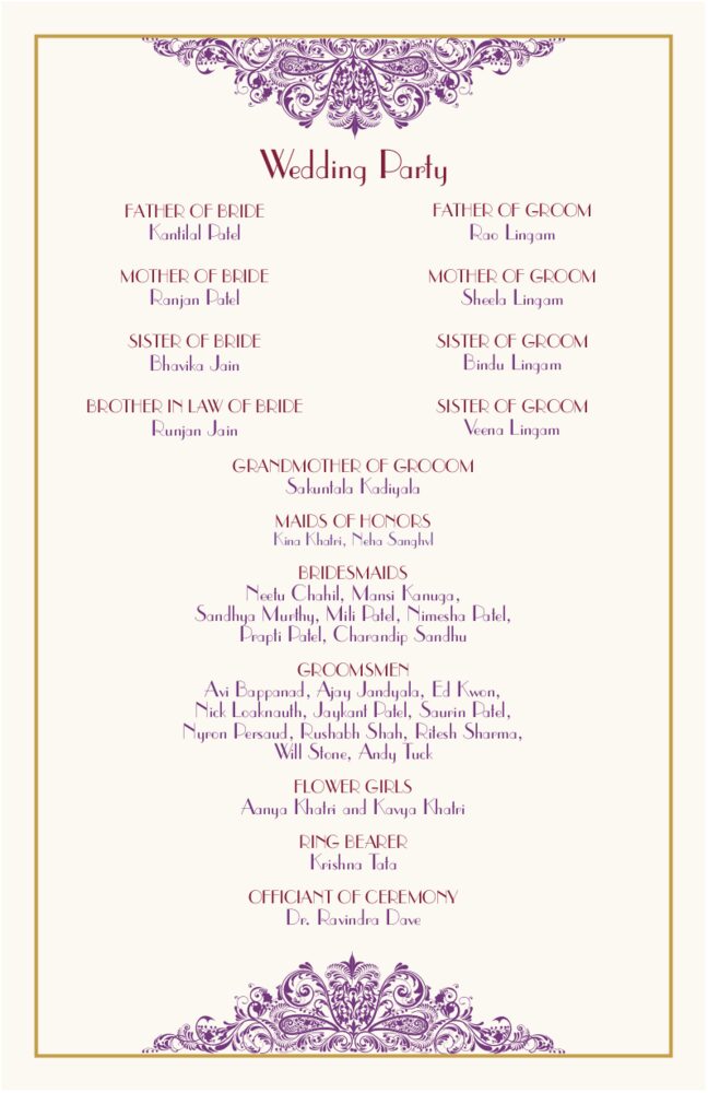 Karathee Hoom  Wedding Programs
