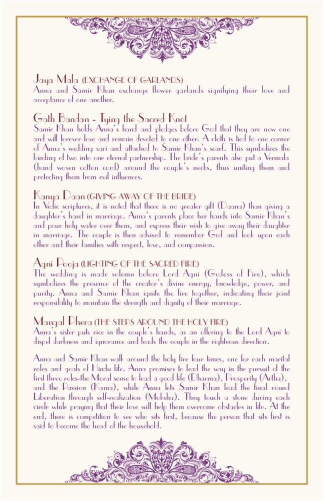Karathee Hoom  Wedding Programs