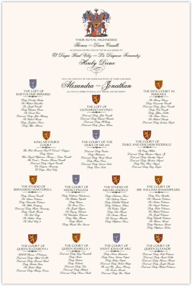 Coat of Arms  Seating Charts