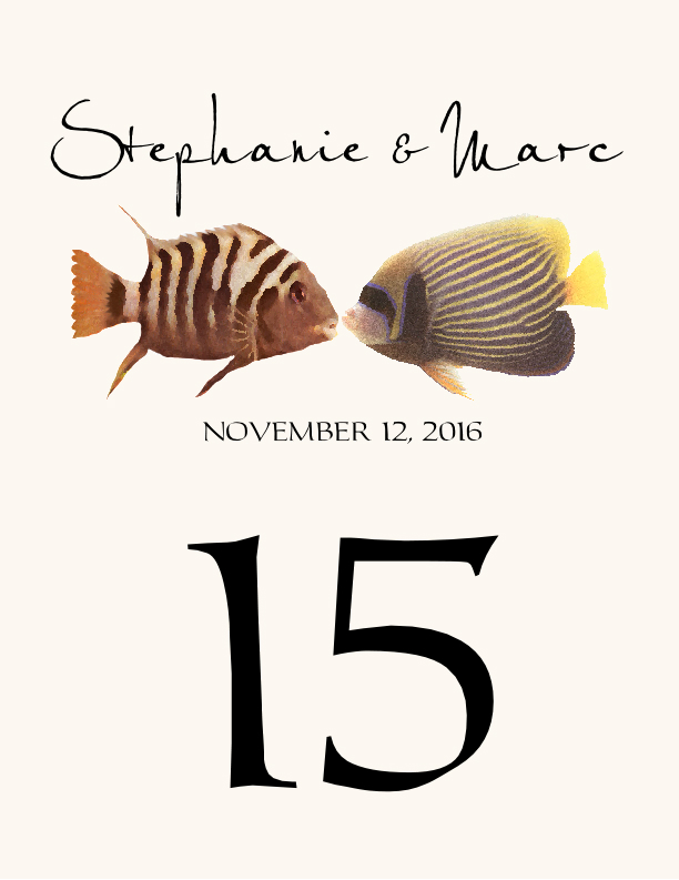 Kissing Fish  Table Numbers