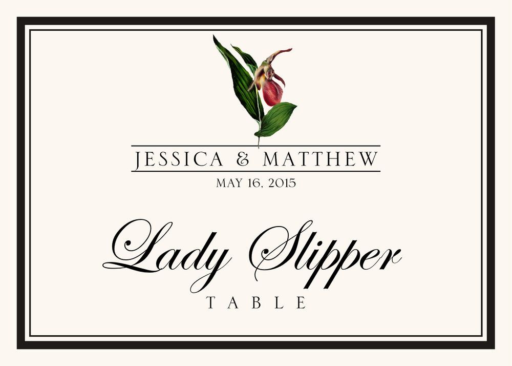 Assorted Flowers and Monogram  Table Names
