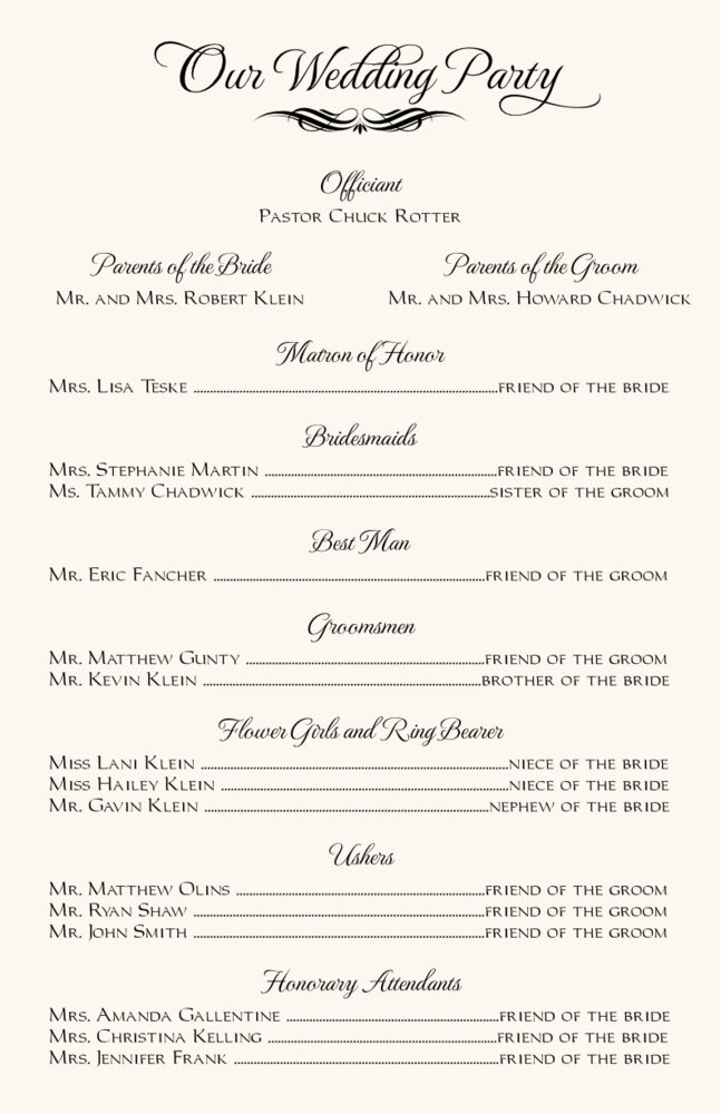 Lake Front  Wedding Programs
