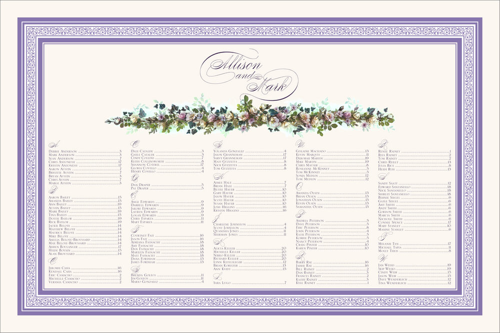 Lavenders Cascade  Seating Charts