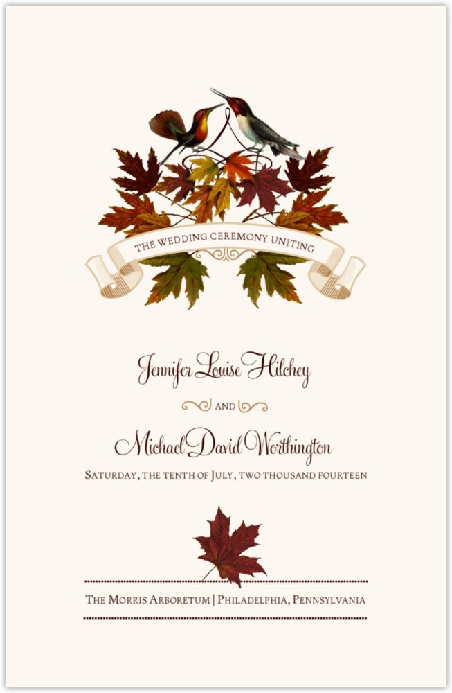 Autumn Leaf Banner  Wedding Programs