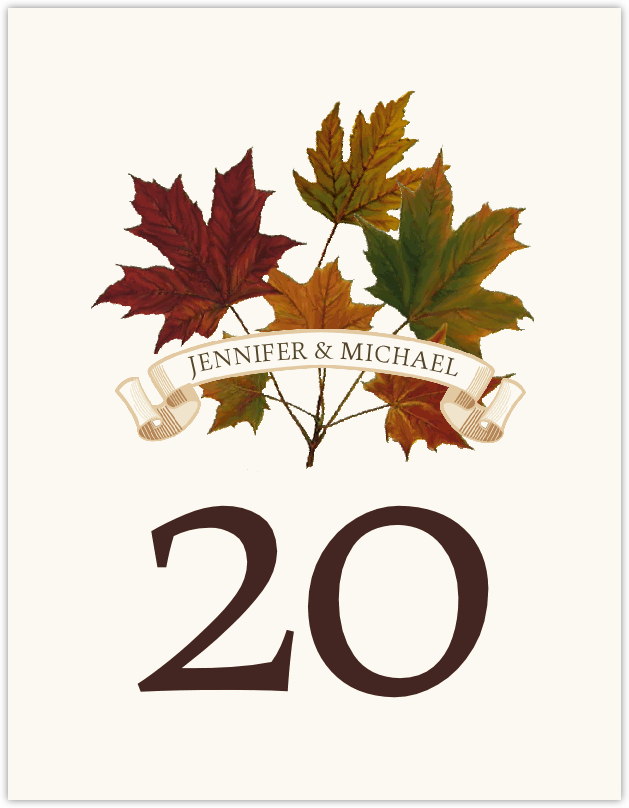 Autumn Leaf Banner  Table Numbers