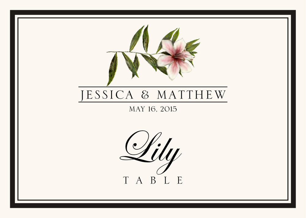Assorted Flowers and Monogram  Table Names